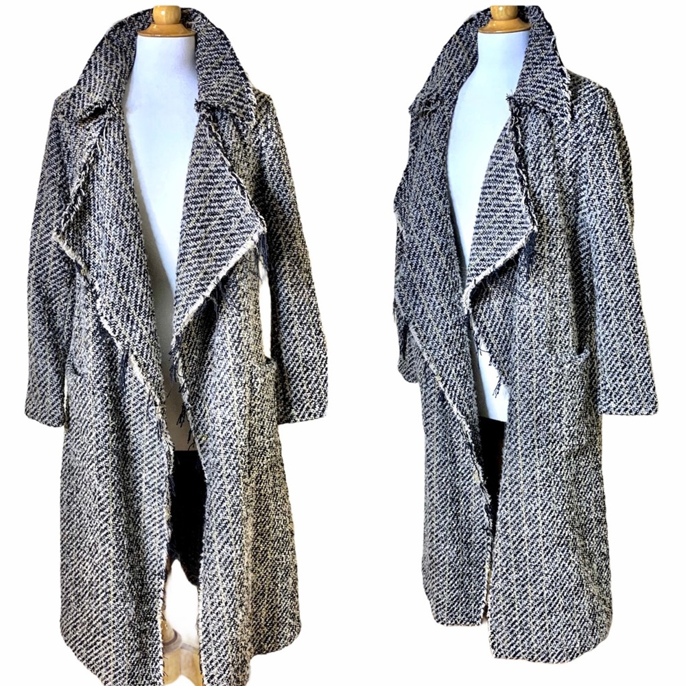 Women's Black and White Trench Coat